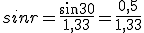 sinr=\frac{sin30}{1,33}=\frac{0,5}{1,33}